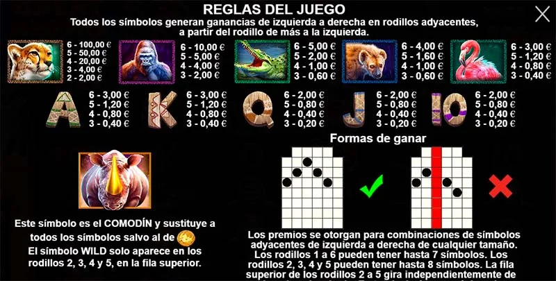 Símbolos del juego Great Rhino Megaways